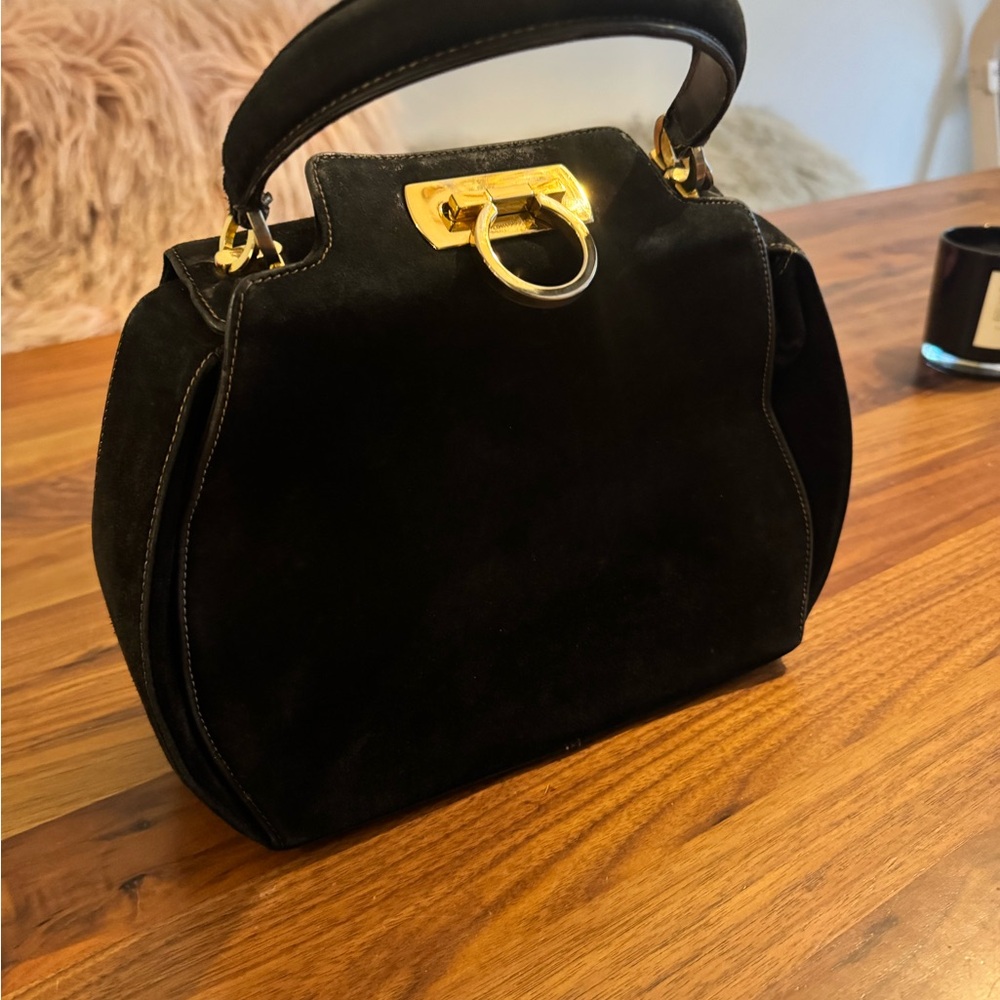 Ferragamo Suede Gancio Bag